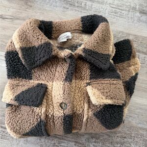 Sherpa Shacket in Brown & Black